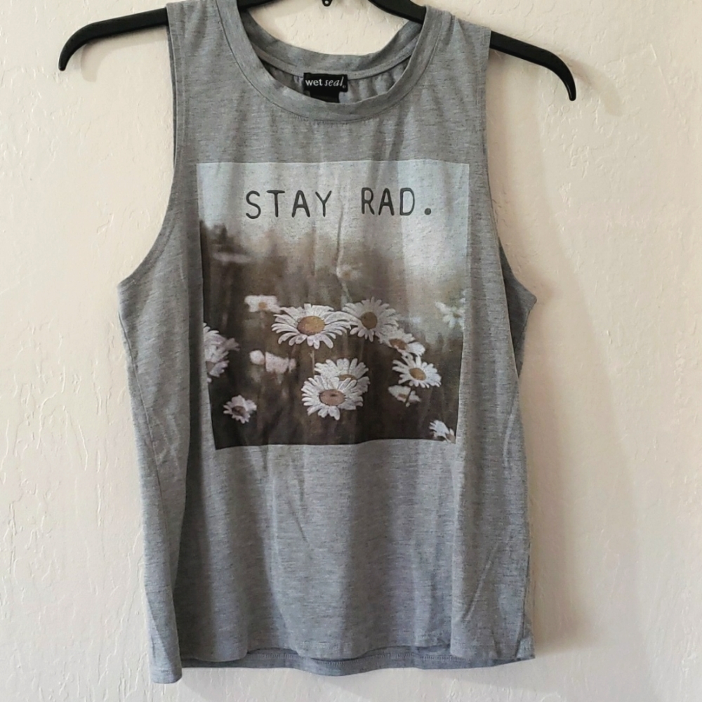 Wet Seal Stay Rad Grey Sleeveless Tank Top Medium